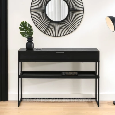 Konzolový stolek NIRAI s policí a šuplíkem - černý