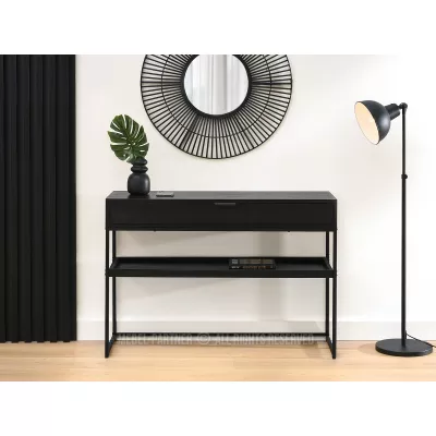 Konzolový stolek NIRAI s policí a šuplíkem - černý