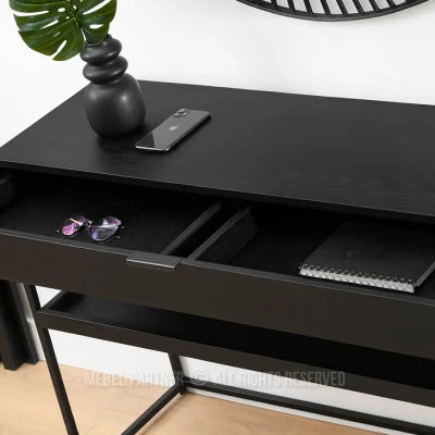 Konzolový stolek NIRAI s policí a šuplíkem - černý