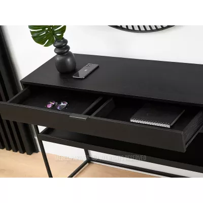 Konzolový stolek NIRAI s policí a šuplíkem - černý