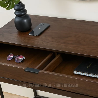 Konzolový stolek NIRAI s policí a šuplíkem - ořech / černý