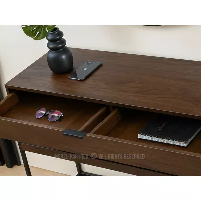 Konzolový stolek NIRAI s policí a šuplíkem - ořech / černý