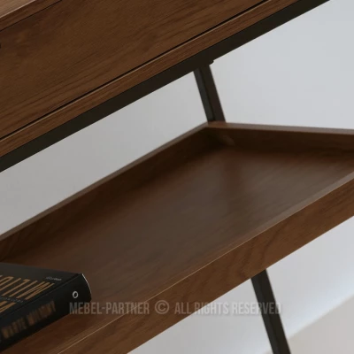 Konzolový stolek NIRAI s policí a šuplíkem - ořech / černý