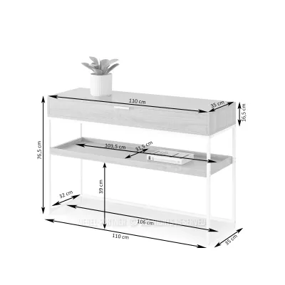 Konzolový stolek NIRAI s policí a šuplíkem - ořech / černý