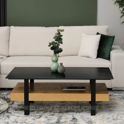 Konferenční stolek RUSLAN - černý mramor / dub