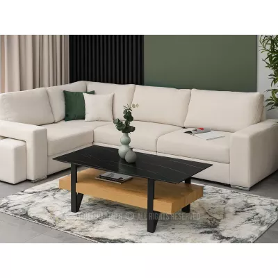 Konferenční stolek RUSLAN - černý mramor / dub