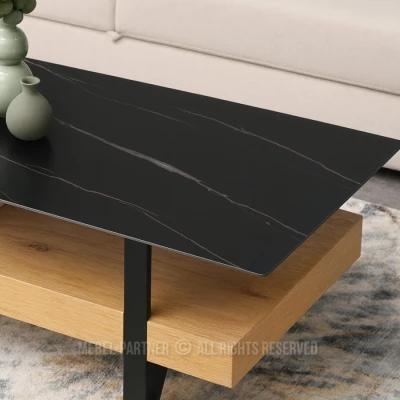 Konferenční stolek RUSLAN - černý mramor / dub