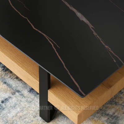 Konferenční stolek RUSLAN - černý mramor / dub