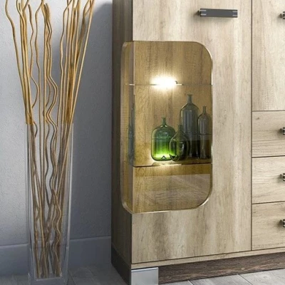 Prosklená kombinovaná komoda BENSON - dub canyon / arusha, pravá