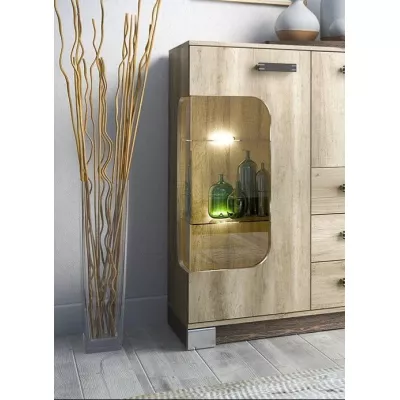 Prosklená kombinovaná komoda BENSON - dub canyon / arusha, pravá