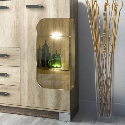 Prosklená kombinovaná komoda BENSON - dub canyon / arusha, levá