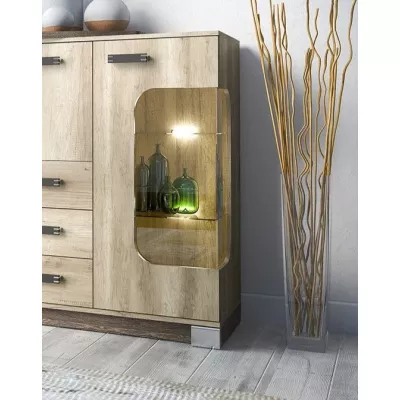 Prosklená kombinovaná komoda BENSON - dub canyon / arusha, levá