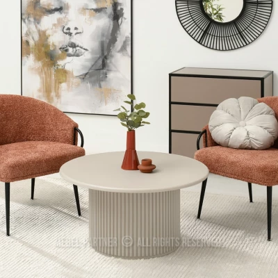 Kulatý konferenční stolek ALBAN - béžový