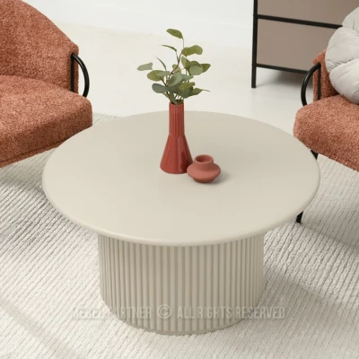 Kulatý konferenční stolek ALBAN - béžový