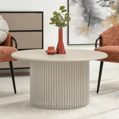 Kulatý konferenční stolek ALBAN - béžový