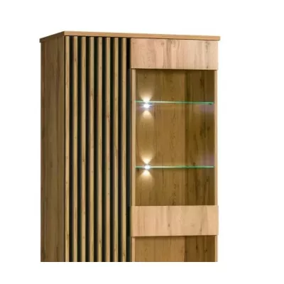 Vysoká vitrína CATAWBA - dub wotan / černá