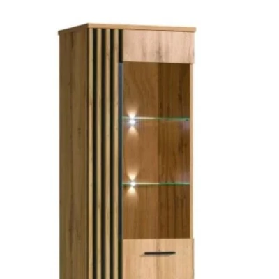 Úzká vitrína CATAWBA - dub wotan / černá