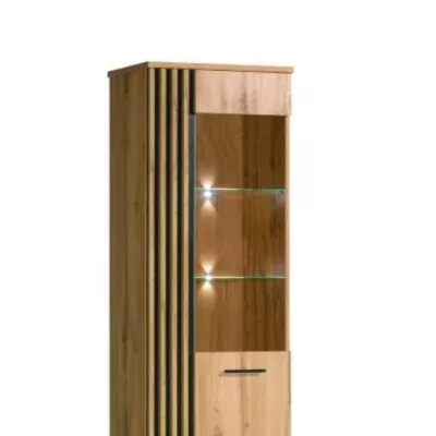 Úzká vitrína CATAWBA - dub wotan / černá