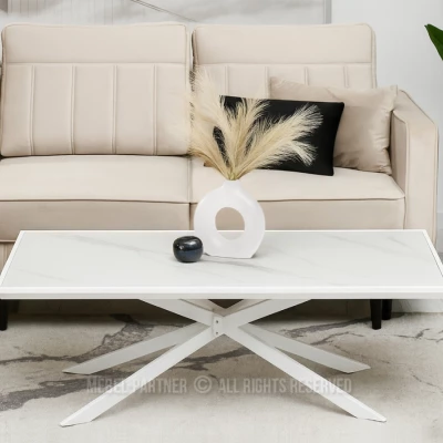 Konferenční stolek HERALDO - bílý mramor / bílý