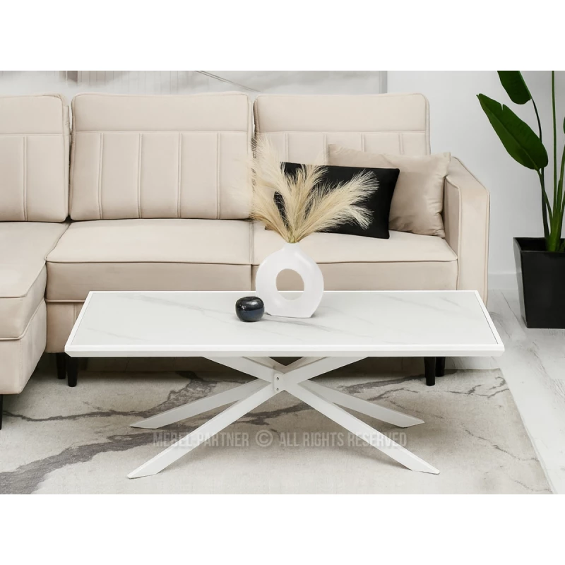 Konferenční stolek HERALDO - bílý mramor / bílý