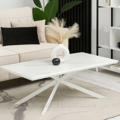 Konferenční stolek HERALDO - bílý mramor / bílý