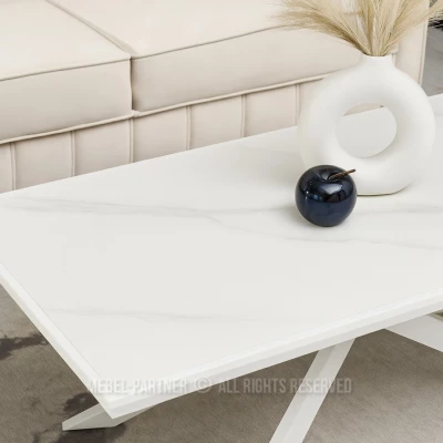 Konferenční stolek HERALDO - bílý mramor / bílý