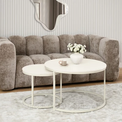 Set konferenčních stolků JACEK - krémový