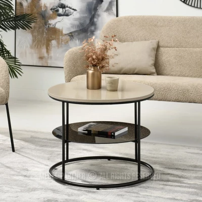 Kulatý konferenční stolek ANDRIES - béžový / černý