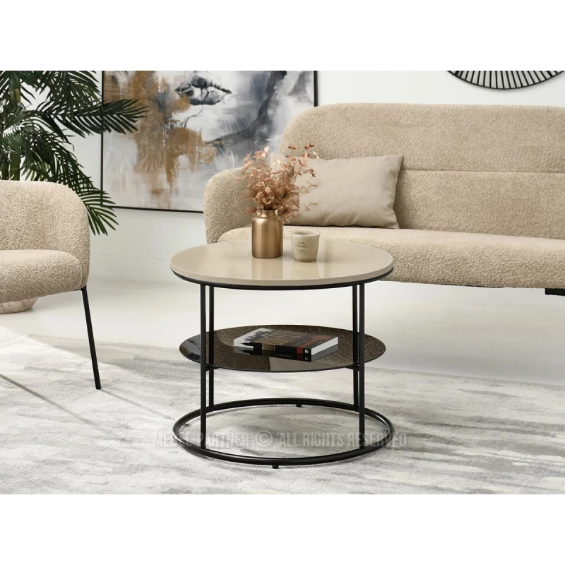 Kulatý konferenční stolek ANDRIES - béžový / černý