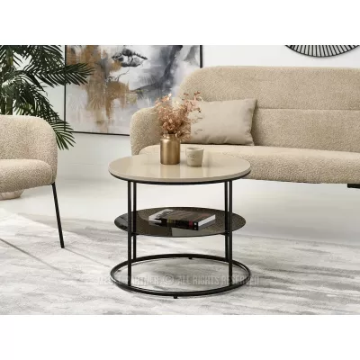 Kulatý konferenční stolek ANDRIES - béžový / černý