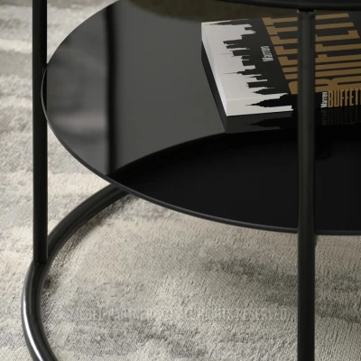 Kulatý konferenční stolek ANDRIES - béžový / černý