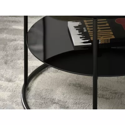 Kulatý konferenční stolek ANDRIES - béžový / černý