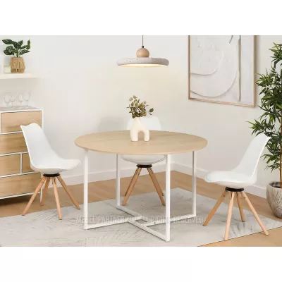 Kulatý jídelní stůl 120 KEON - dub sonoma / bílý