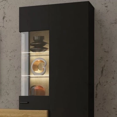 Obývací stěna NIKOL - černý onyx / dub wotan