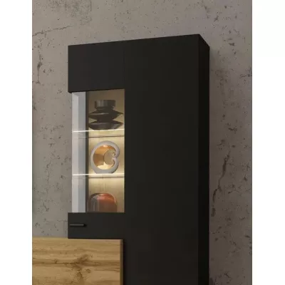 Obývací stěna NIKOL - černý onyx / dub wotan