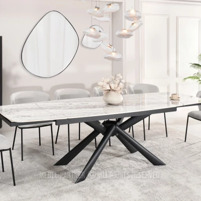 Rozkládací jídelní stůl 180(280)x98 NODIN - šedý / černý