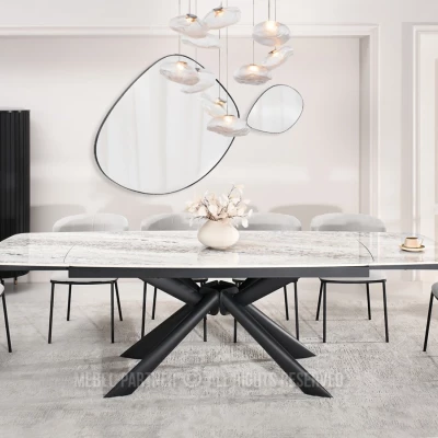 Rozkládací jídelní stůl 180(280)x98 NODIN - šedý / černý