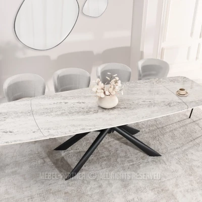 Rozkládací jídelní stůl 180(280)x98 NODIN - šedý / černý