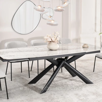 Rozkládací jídelní stůl 180(280)x98 NODIN - šedý / černý