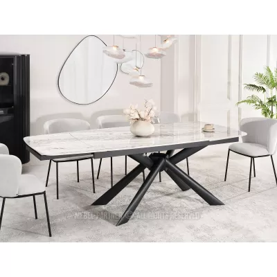 Rozkládací jídelní stůl 180(280)x98 NODIN - šedý / černý