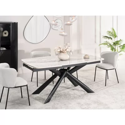 Rozkládací jídelní stůl 180(280)x98 NODIN - šedý / černý