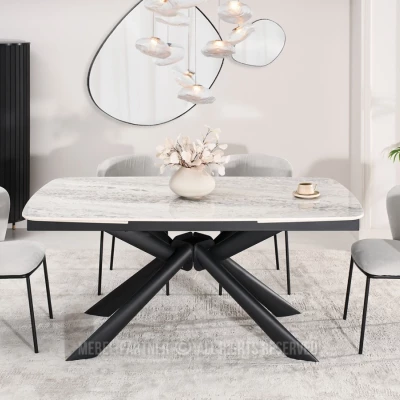 Rozkládací jídelní stůl 180(280)x98 NODIN - šedý / černý