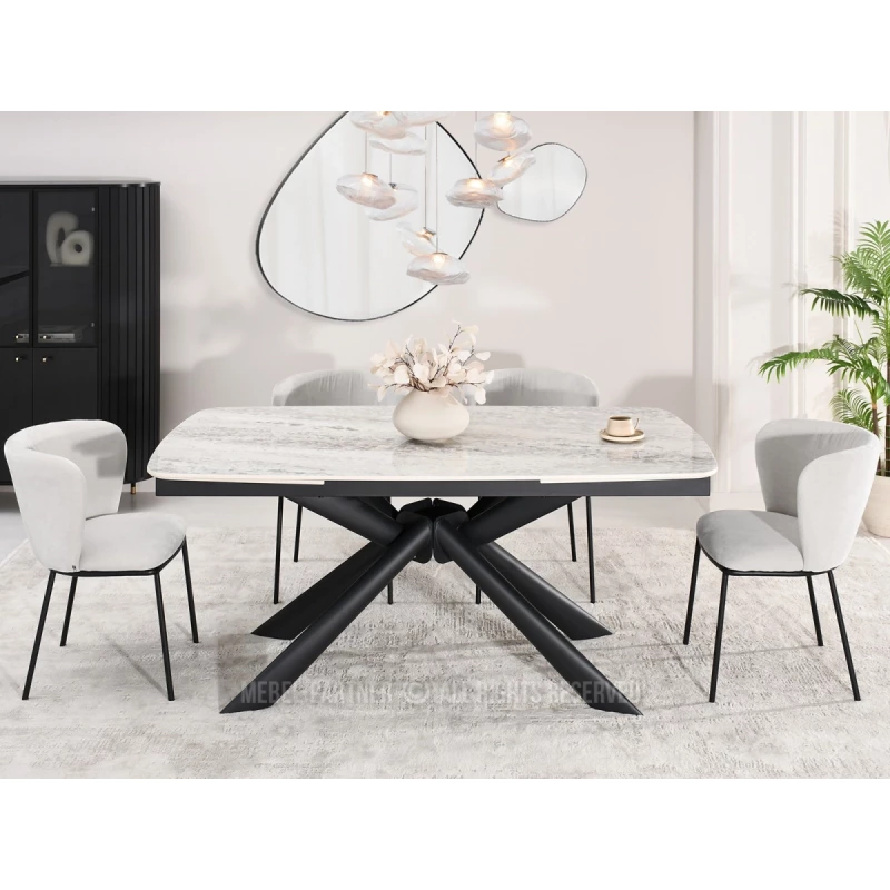 Rozkládací jídelní stůl 180(280)x98 NODIN - šedý / černý