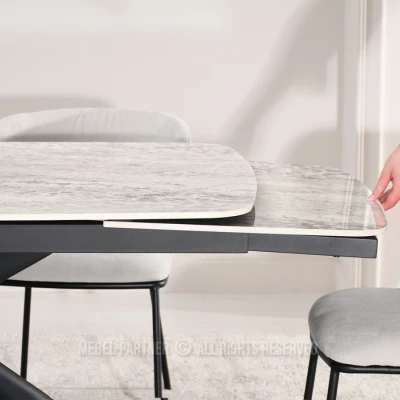 Rozkládací jídelní stůl 180(280)x98 NODIN - šedý / černý