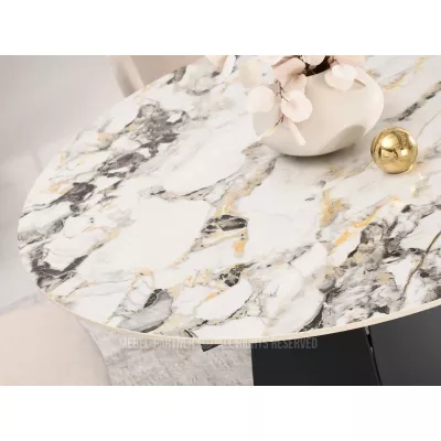 Designový jídelní stůl BAWER - šedý mramor / černý