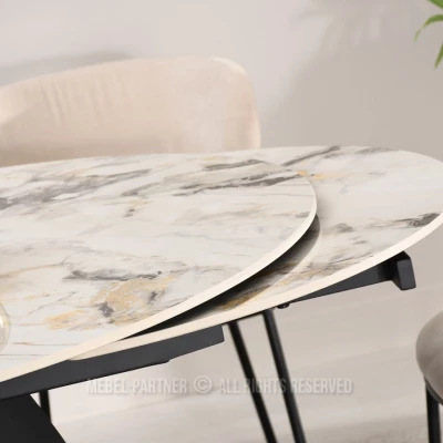 Designový jídelní stůl BAWER - šedý mramor / černý