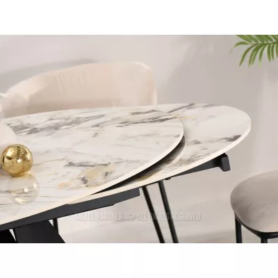 Designový jídelní stůl BAWER - šedý mramor / černý