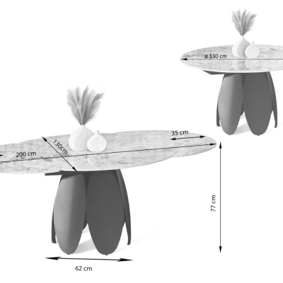 Designový jídelní stůl BAWER - šedý mramor / černý