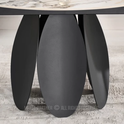 Designový jídelní stůl BAWER - šedý mramor / černý