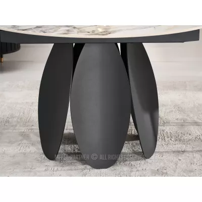 Designový jídelní stůl BAWER - šedý mramor / černý